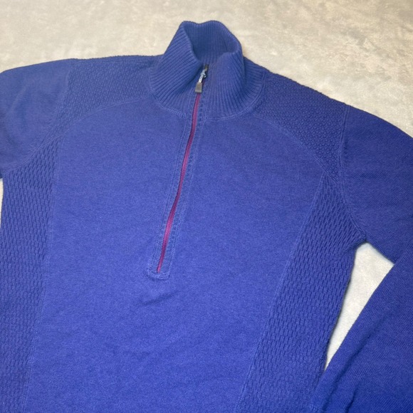 Eddie Bauer Women's Purple Quarter Zip Textured Knit Sweater Mock Neck Size Med - Picture 2 of 9